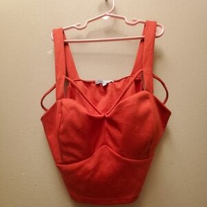 Stylish Orangeish- Red Crop Top Strapy And Sexy Vintage ?